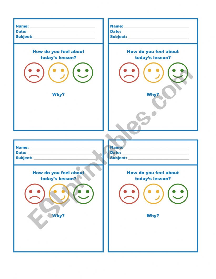 Exit slips 8th form worksheet