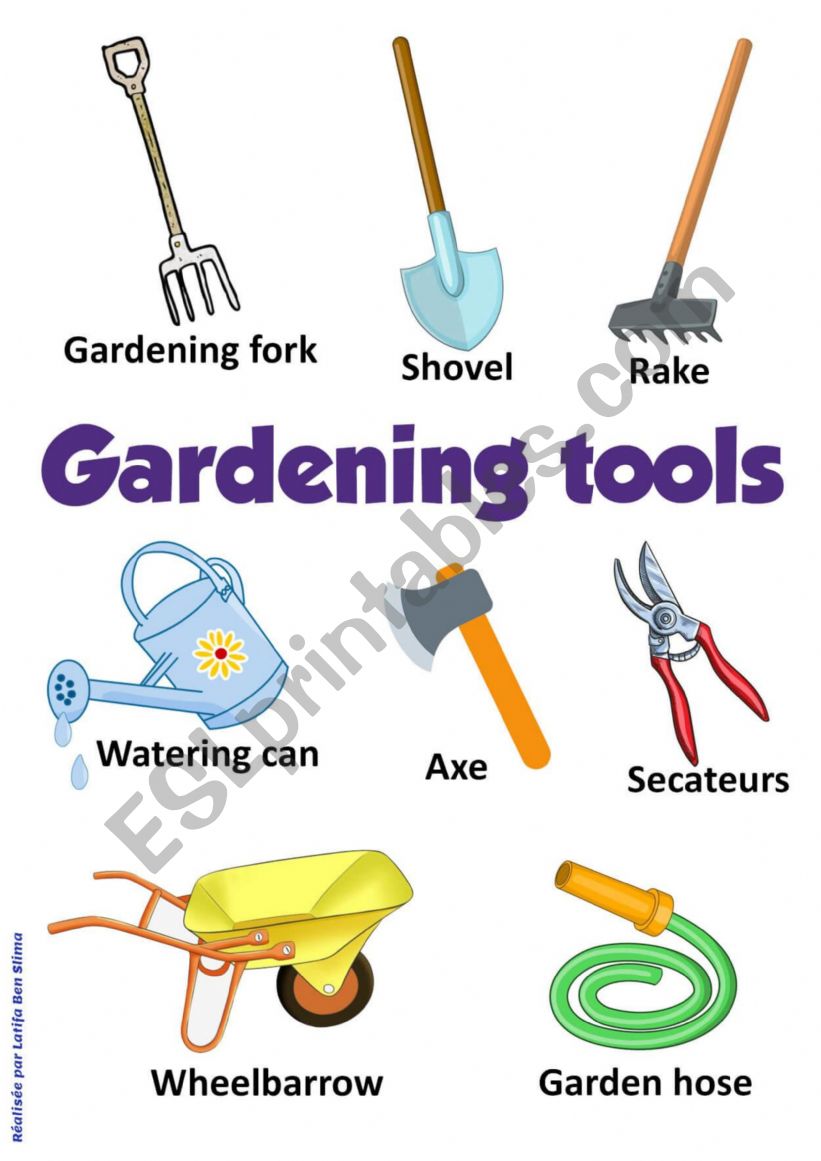 Gardening tools worksheet