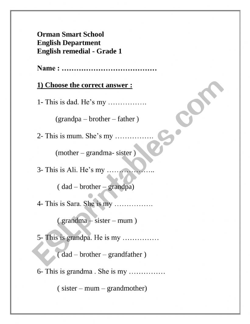 Family words/ verb to be / subject pronouns