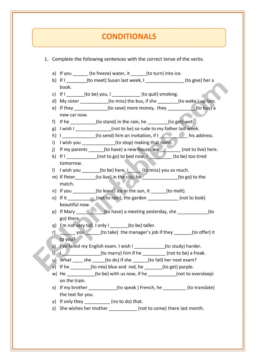 CONDITIONALS REVIEW  +  KEY worksheet