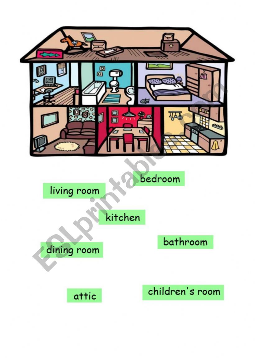 Rooms in the house worksheet
