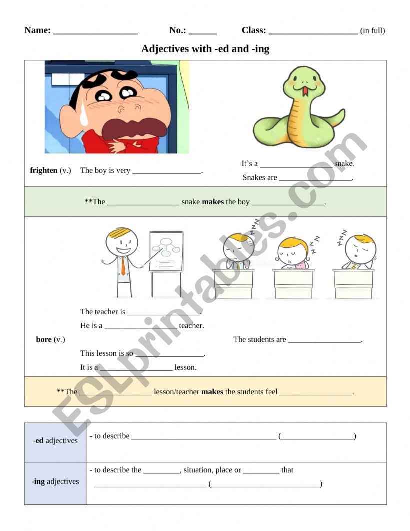 Participle Adjectives worksheet