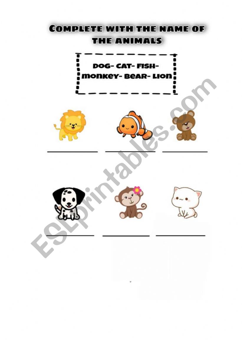 Animals worksheet