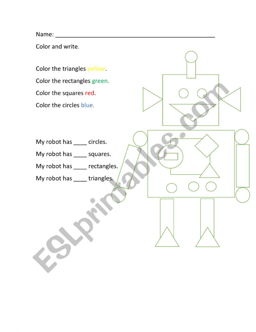 Shape and colors worksheet
