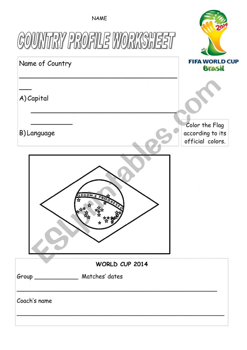 The world cup worksheet