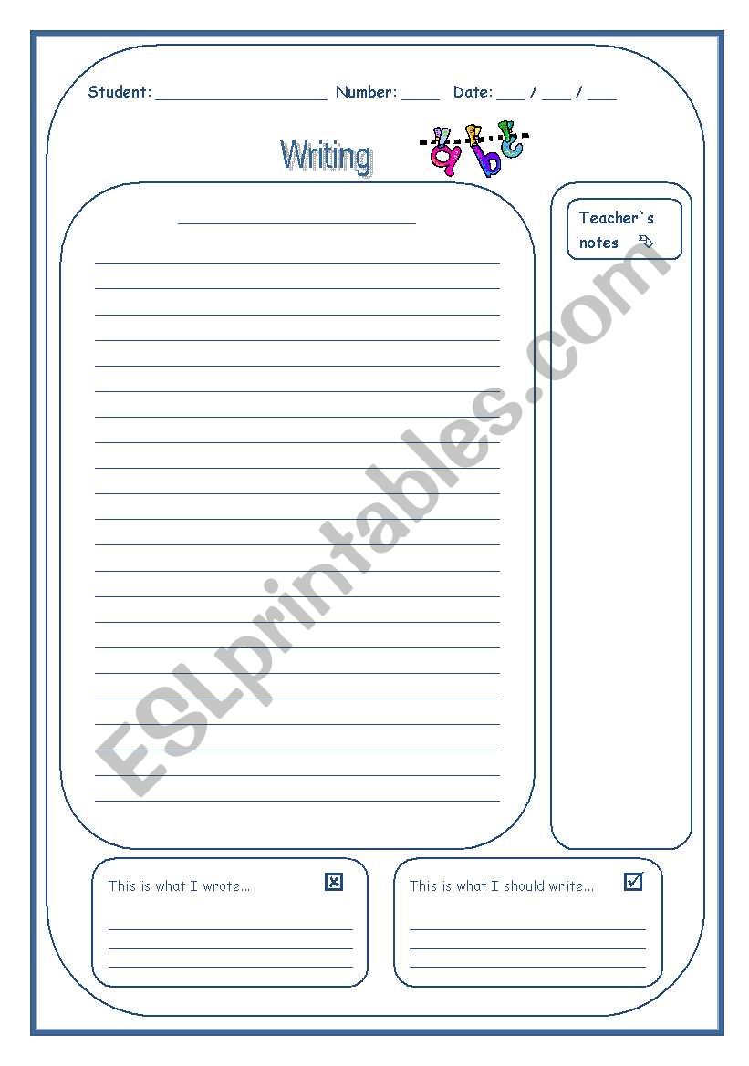 Writing task  worksheet