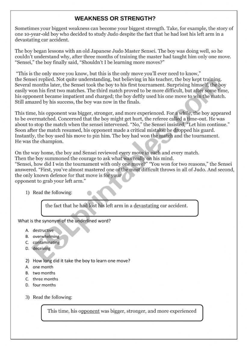 comprehension worksheet