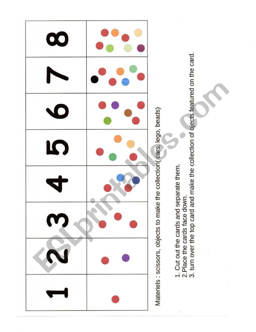 Match object to number 1-8  worksheet