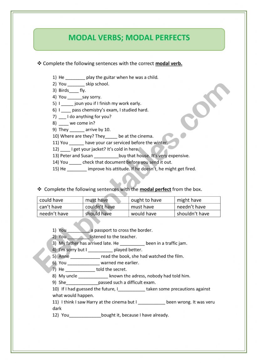 MODAL VERBS  MODAL PERFECT + KEY