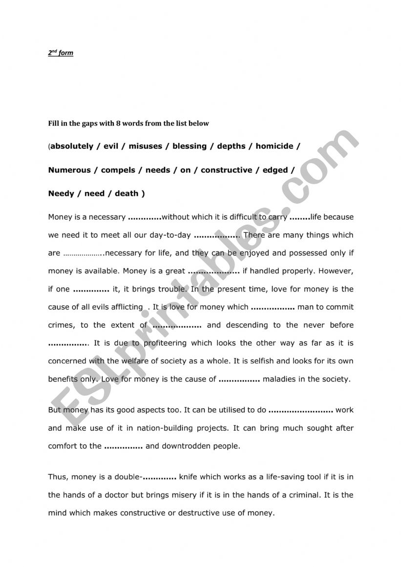 2nd form human rights worksheet