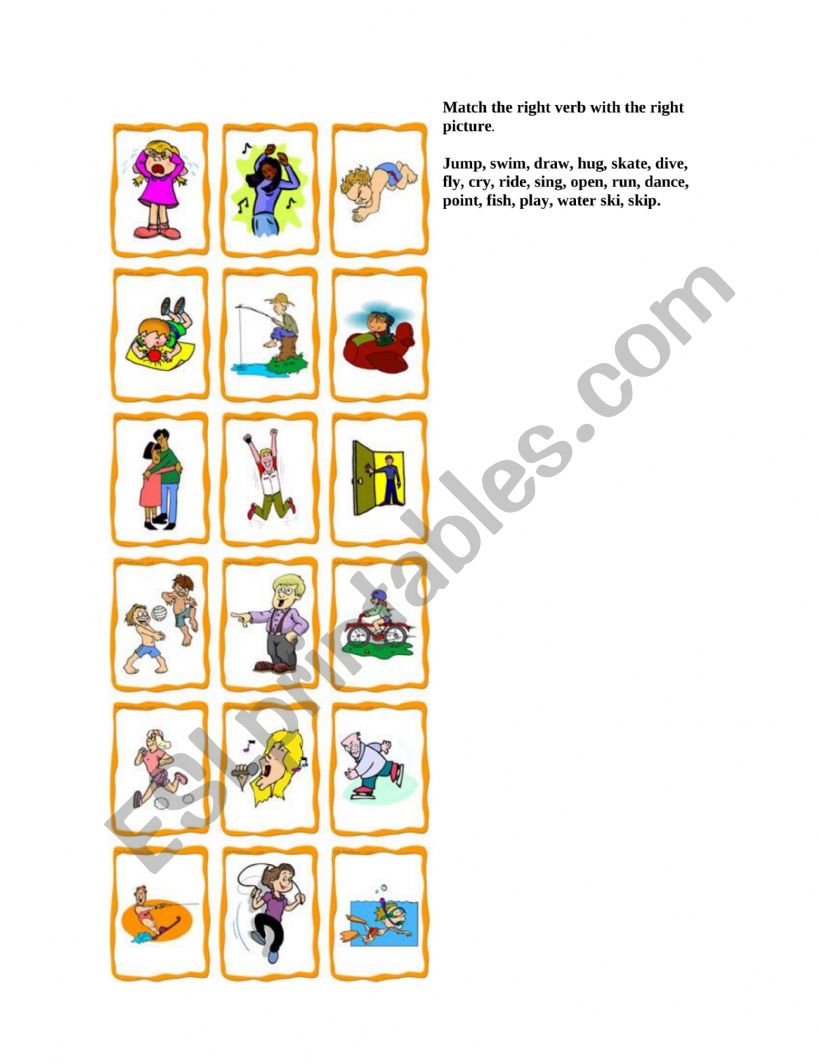 Action verbs worksheet