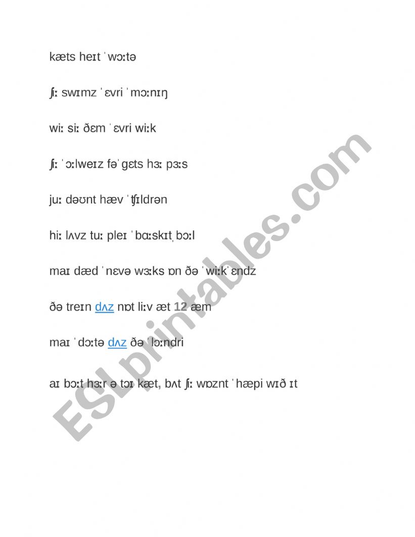 Phonetics worksheet