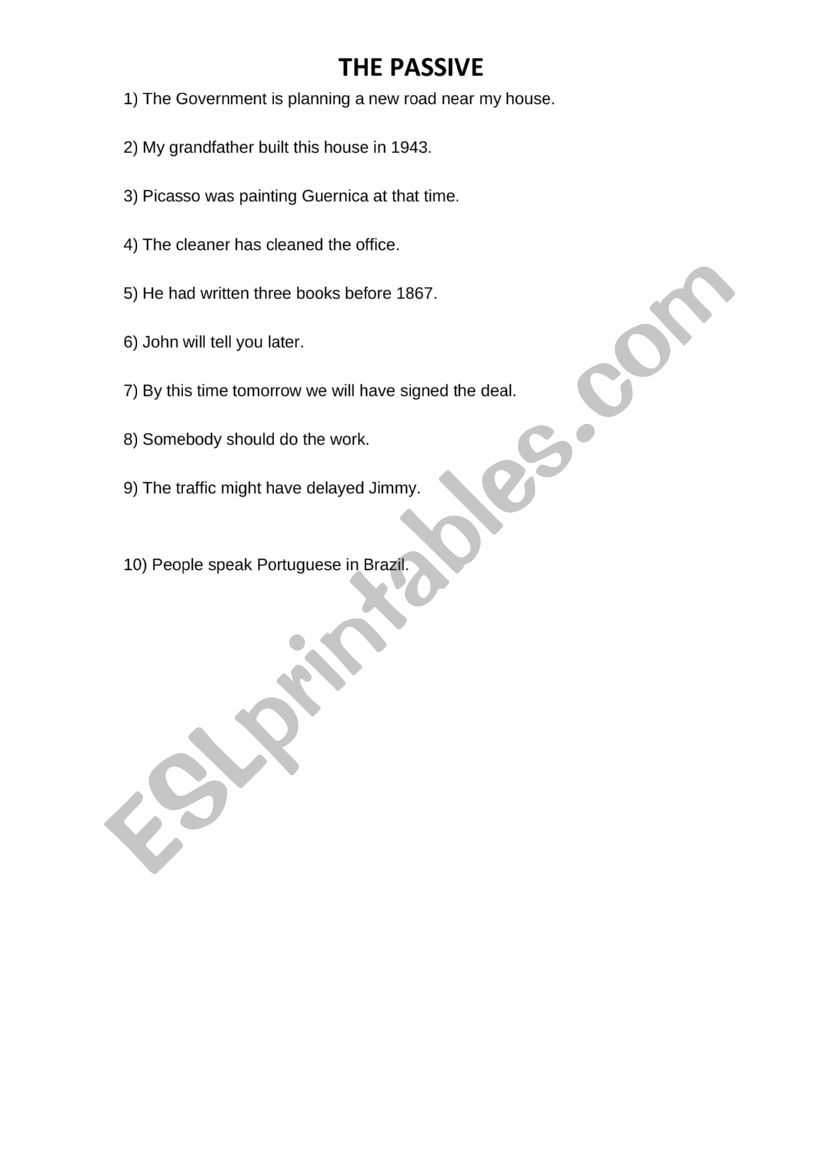 THE PASSIVE worksheet