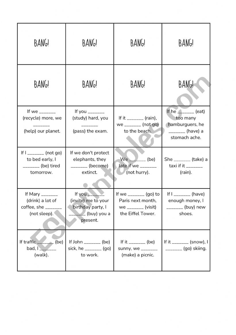 Game 1st conditional worksheet