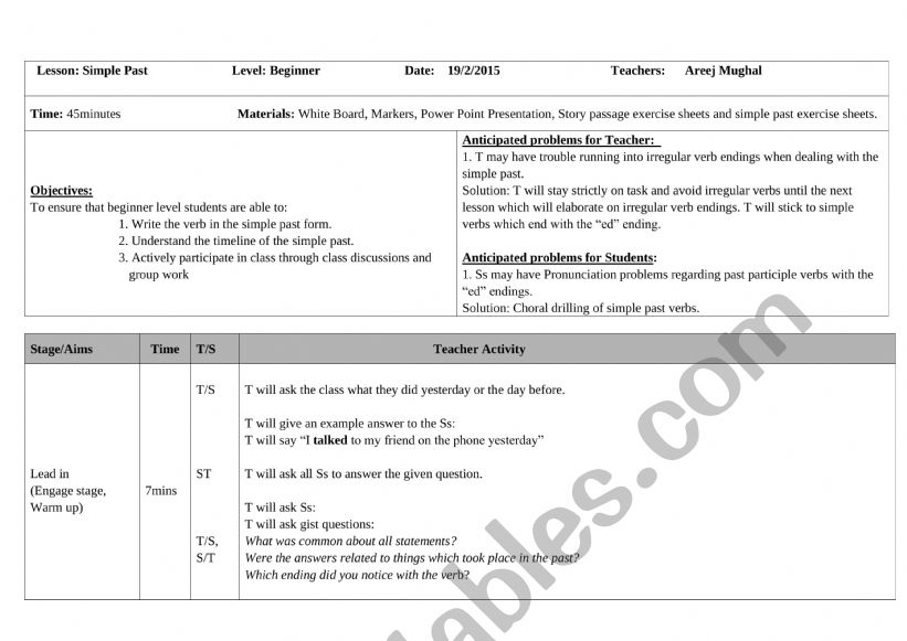 past simple worksheet