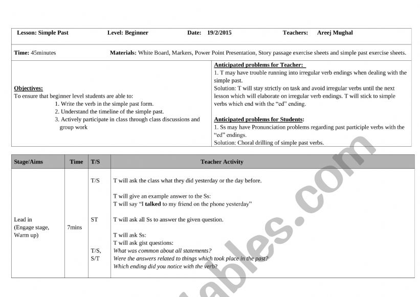 past simple worksheet