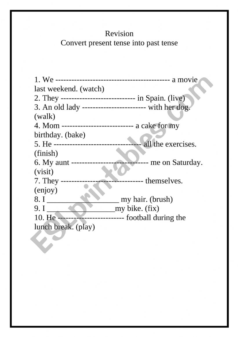 Tenses worksheet