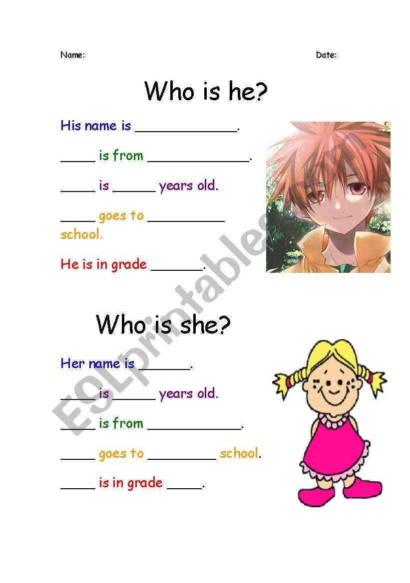 Who is he/she? worksheet
