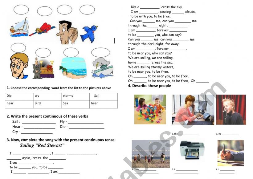 I am sailing worksheet