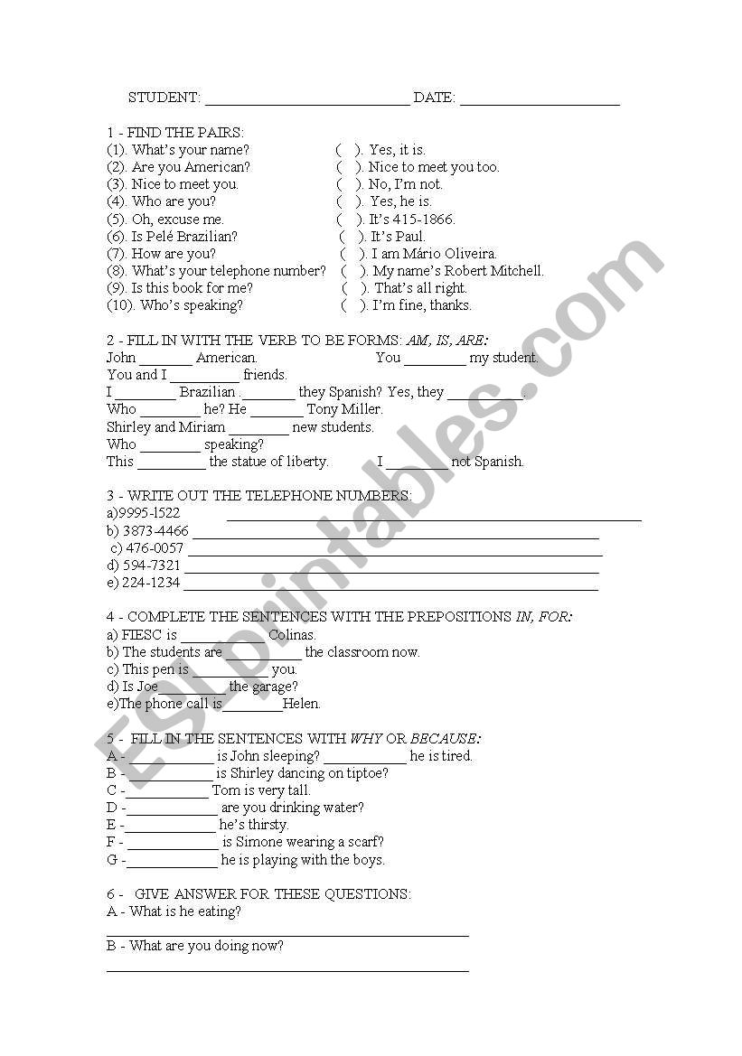 Review exercises worksheet