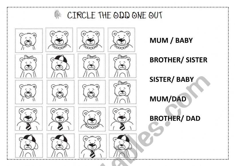 bear family worksheet
