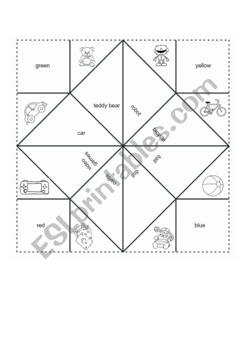 Fortune teller toys worksheet