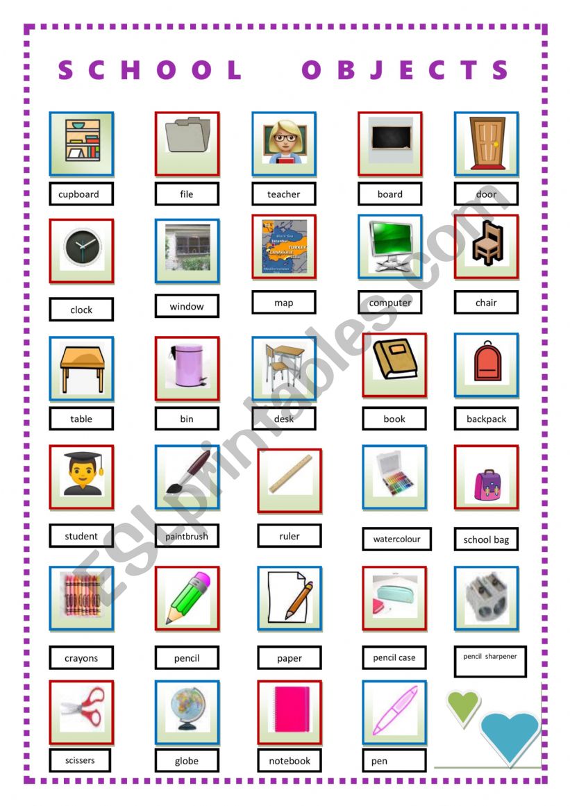 CLASSROOM OBJECTS worksheet