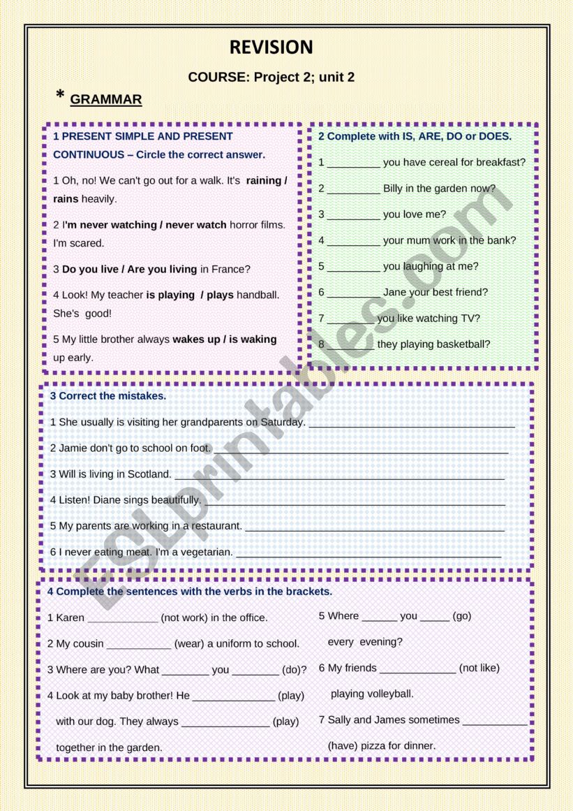 revision - vocabulary and grammar