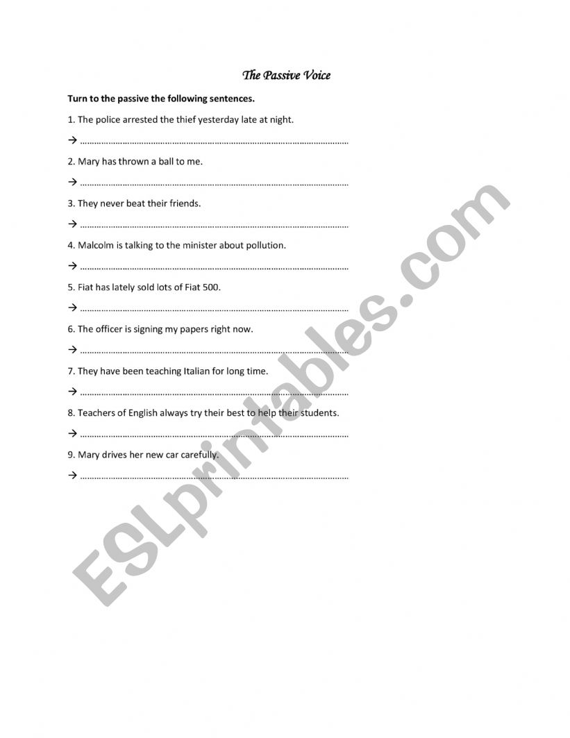 Passive Voice worksheet