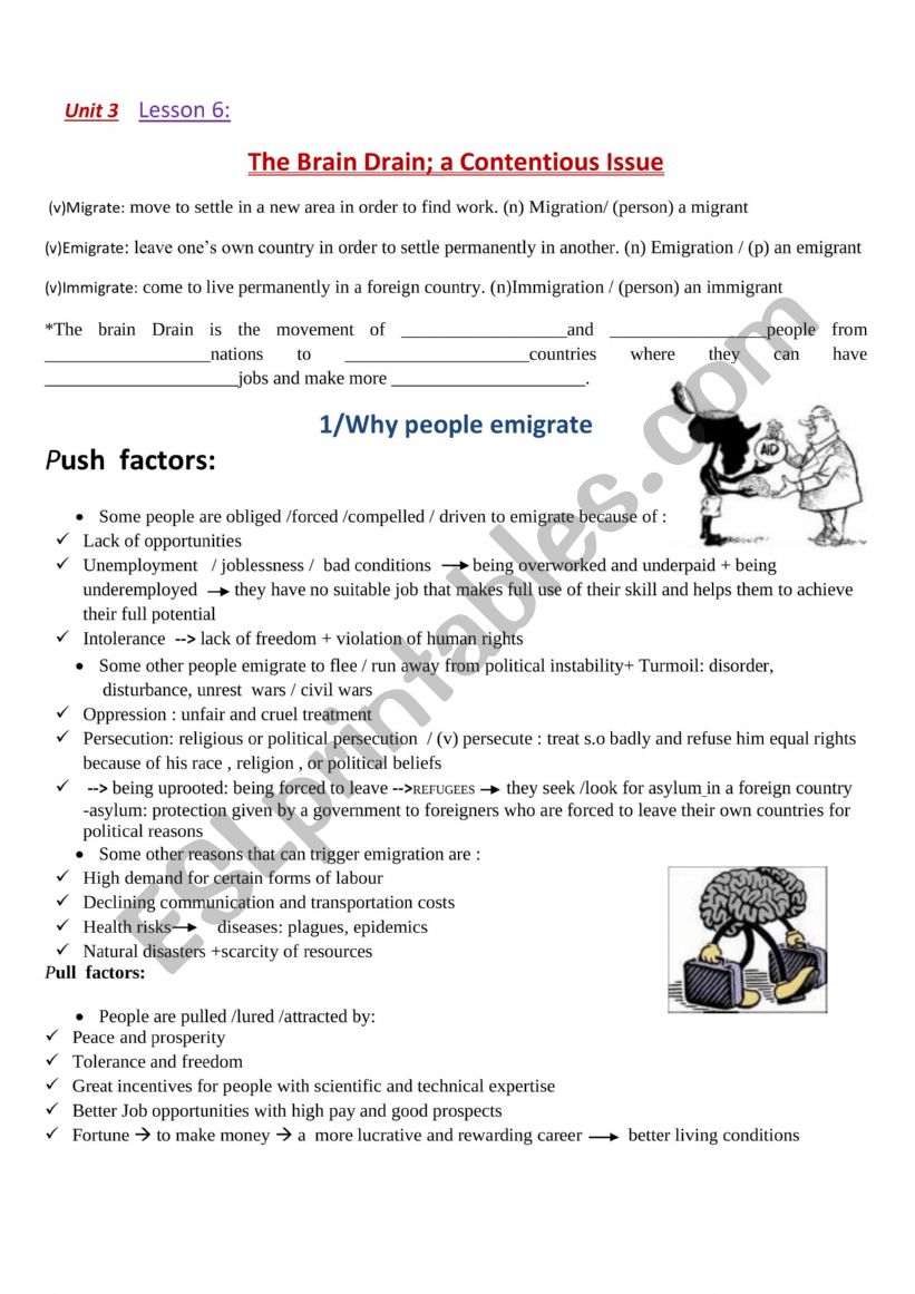 The brain drain worksheet