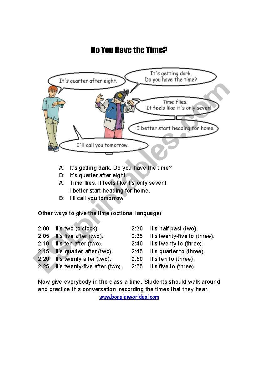 Do you have the time? worksheet