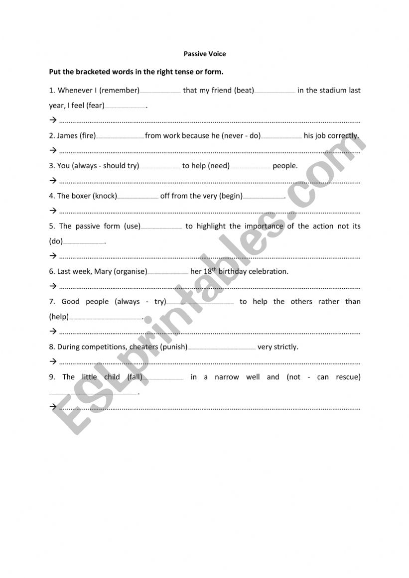 Passive Voice worksheet