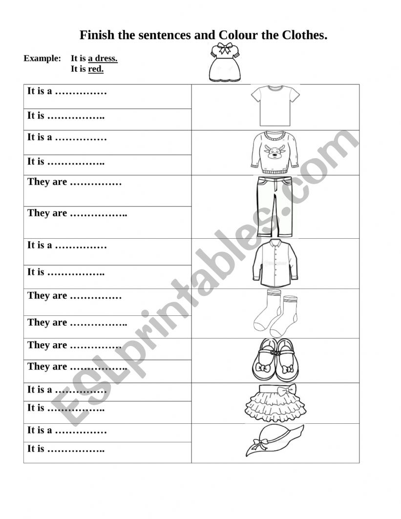 Clothes and Colours worksheet