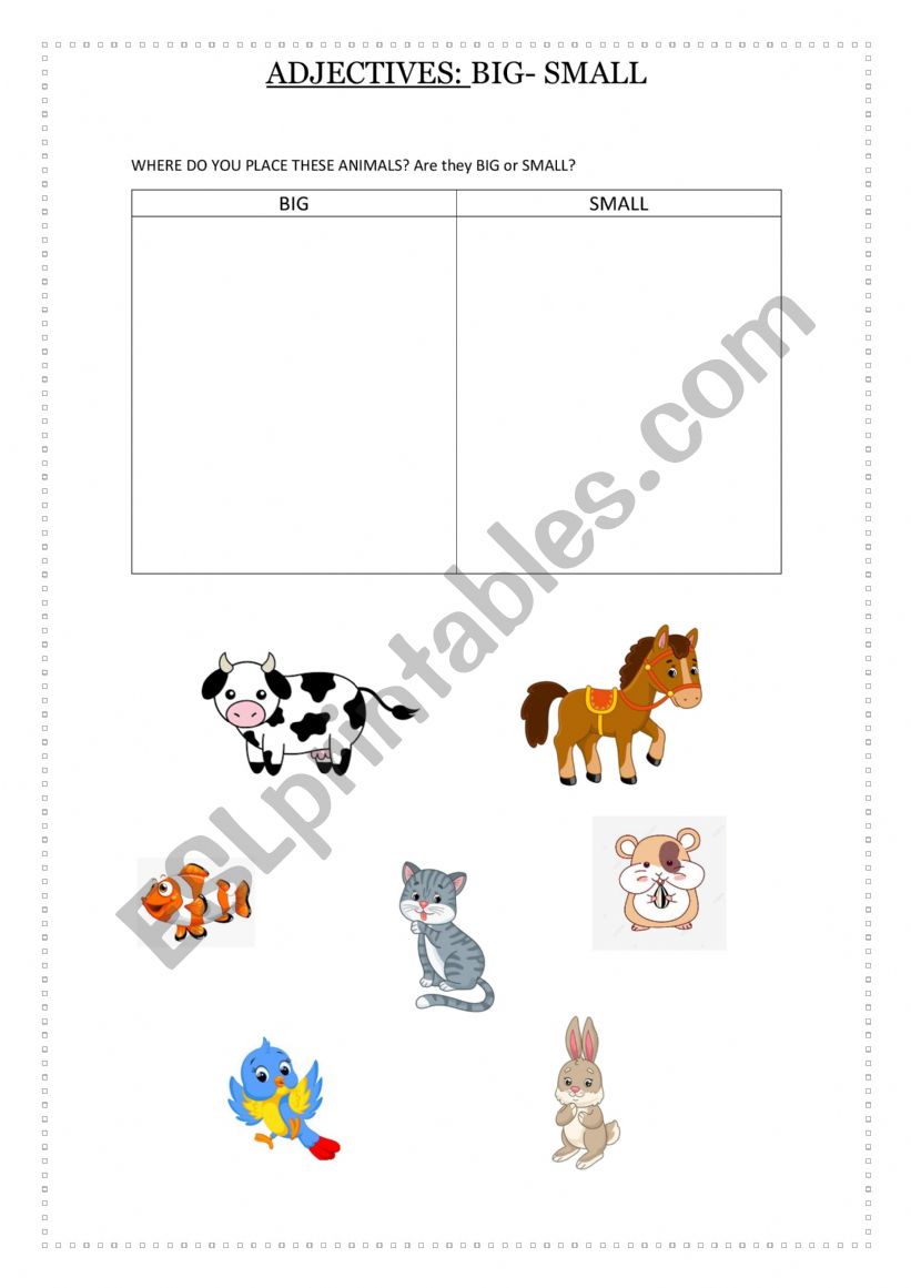 Describing animals worksheet