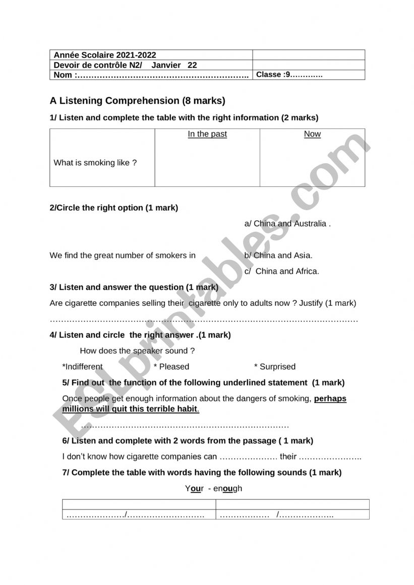 mid term test 2 worksheet