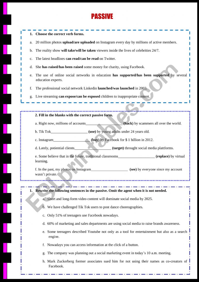 Passive  worksheet