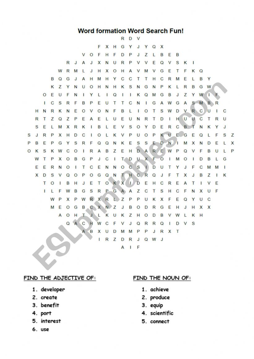 WORDSEARCH worksheet