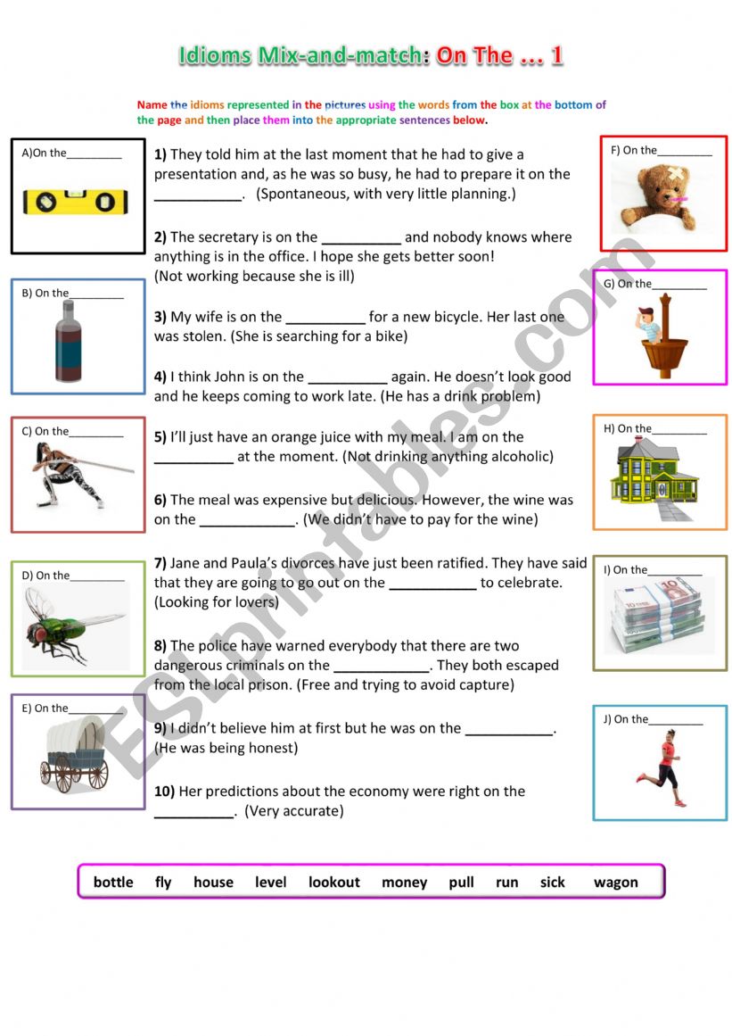 Idioms - On the - Mix and Match