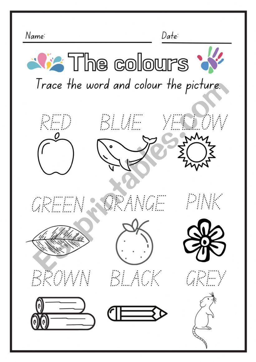 The colours worksheet