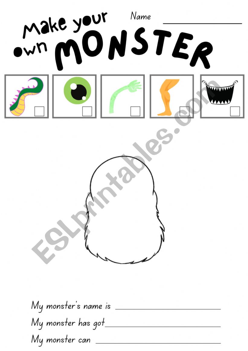 Make your own monster worksheet