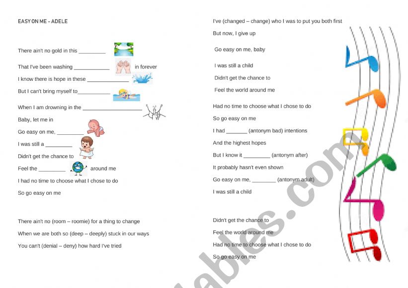 Easy on Me - Adele worksheet