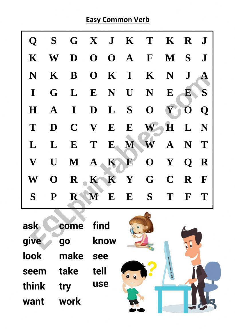 Easy Common Verbs worksheet