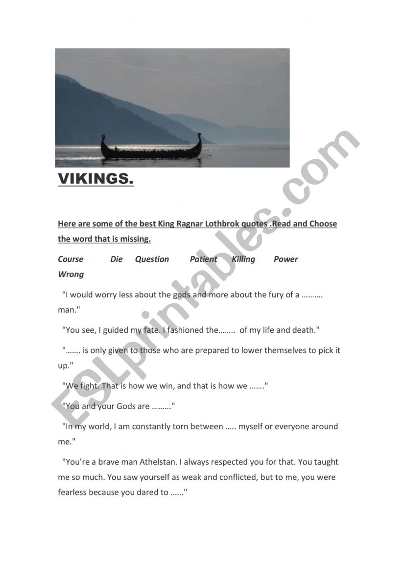 Vikings worksheet