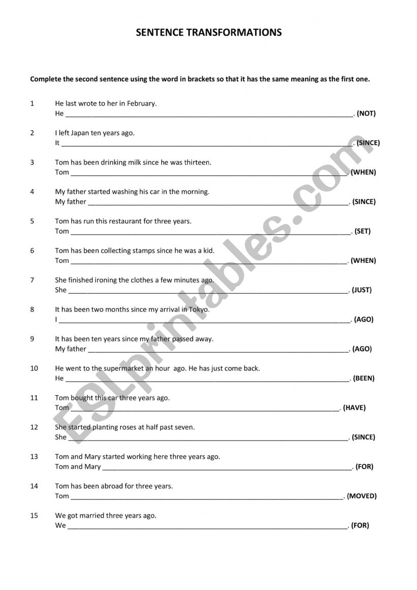 present perfect worksheet