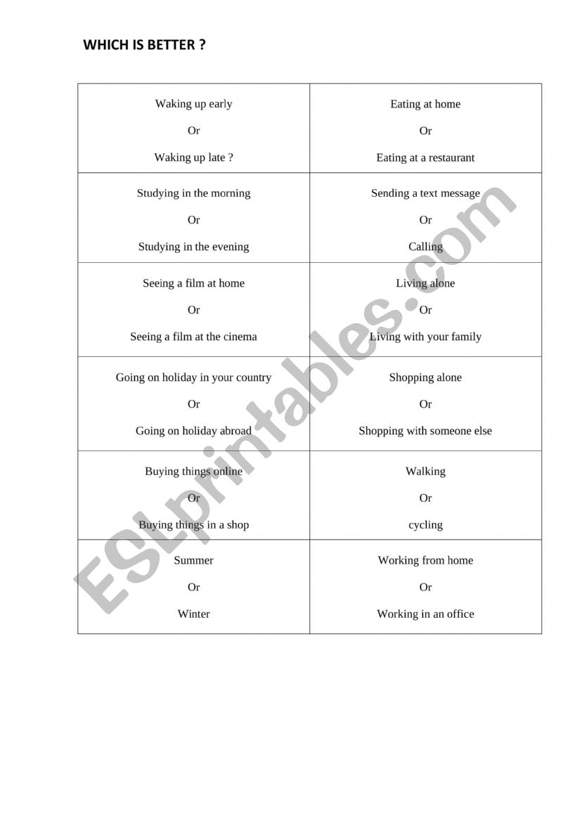 COMPARATIVES- SURVEY worksheet
