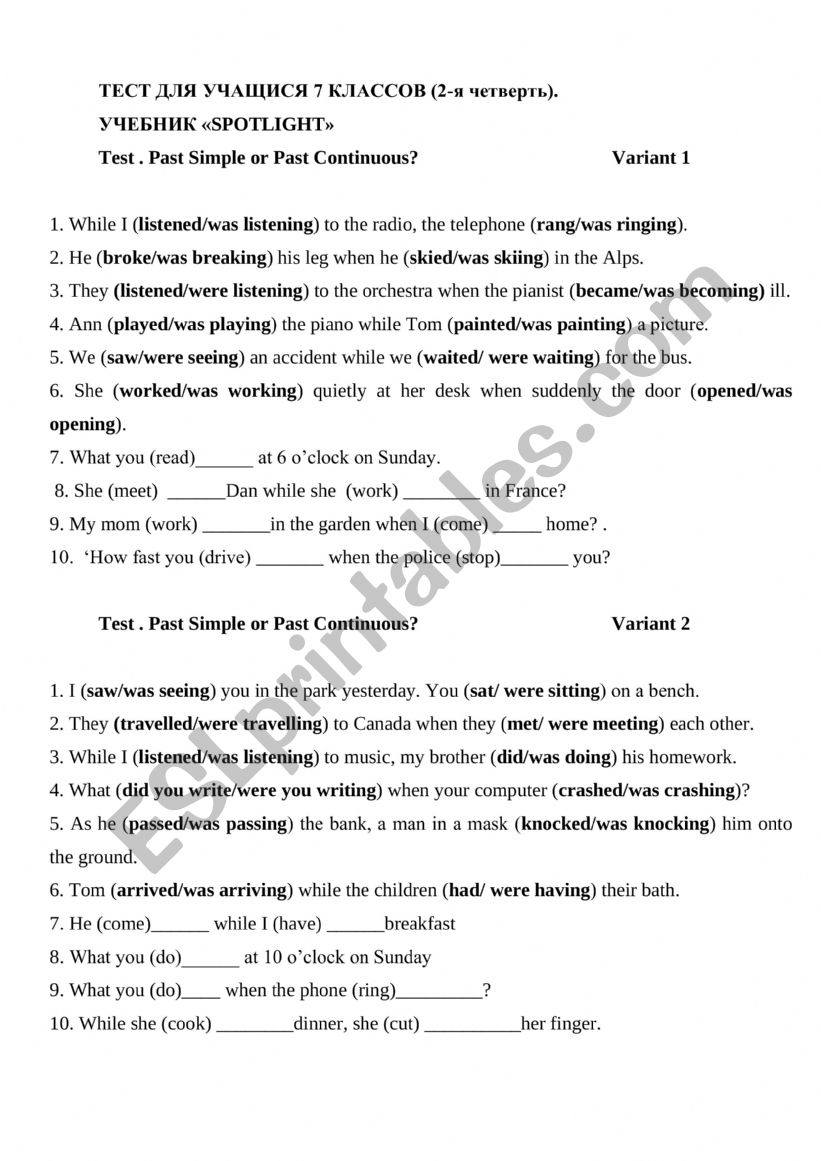 Past Simple  worksheet