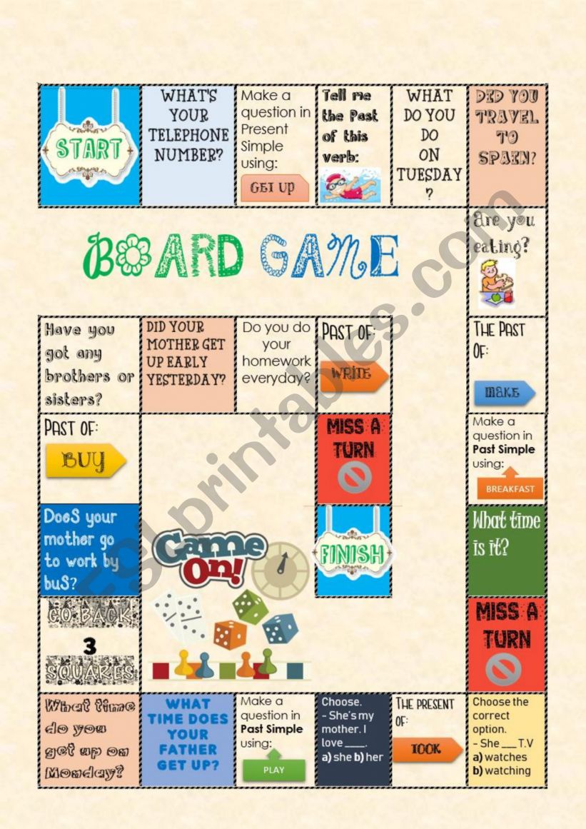 Past and present Boardgame worksheet