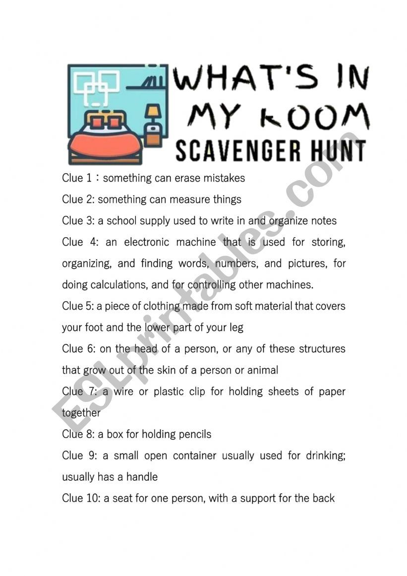 treasure hunt worksheet