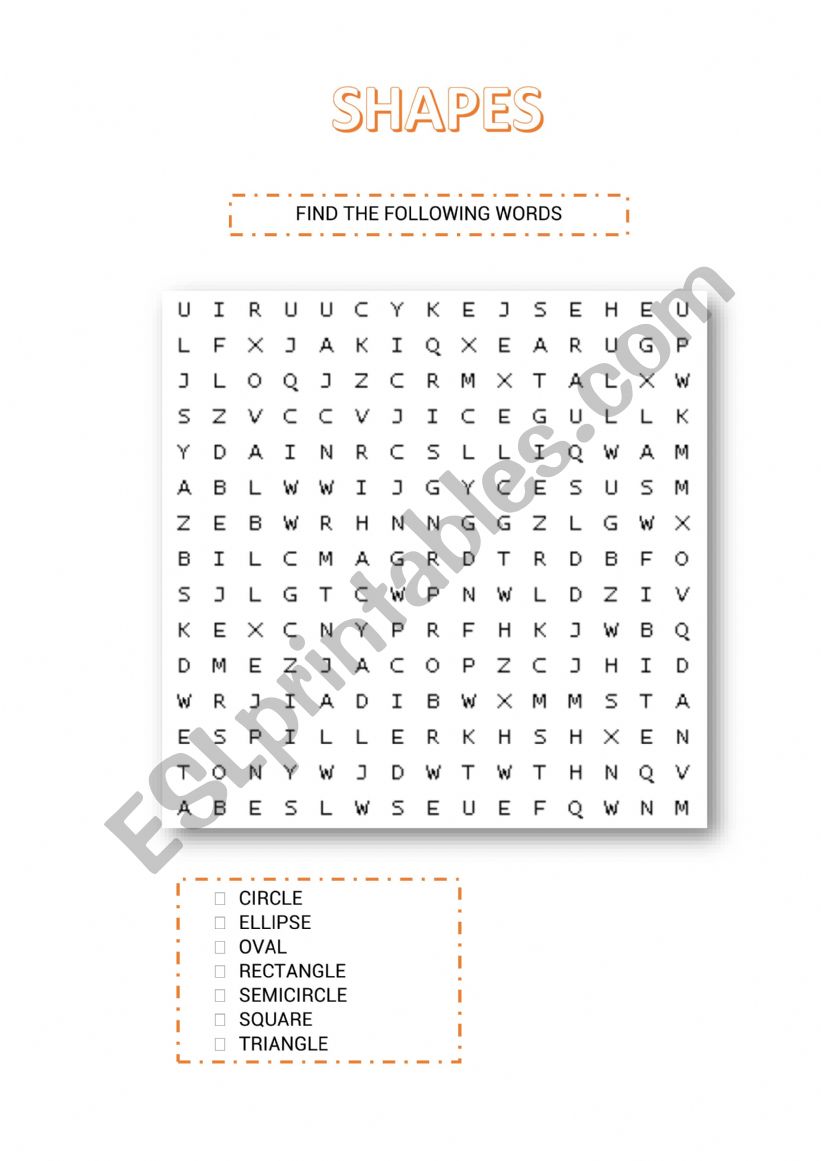SHAPES worksheet
