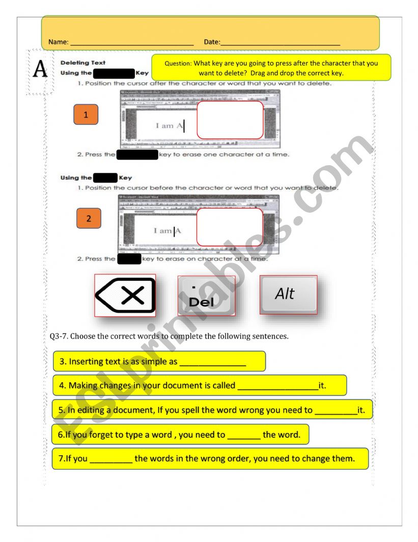 Computer-Editing worksheet